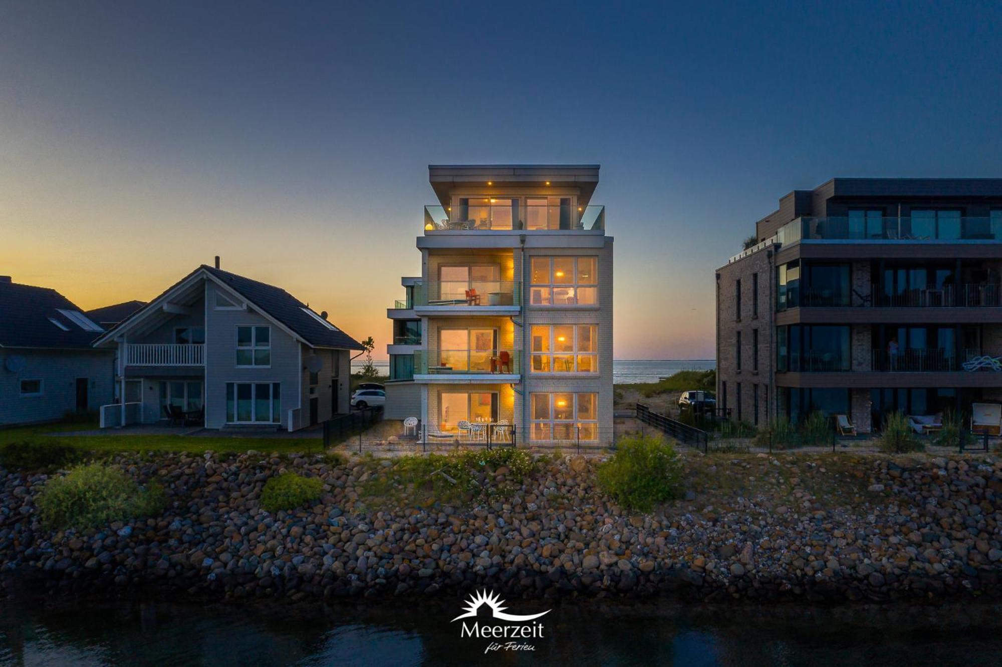 Horizont- Direkt Am Wasser, Hafenblick, Fahrstuhl, Sauna, Ueberdachter Balkon オルペニッツ エクステリア 写真